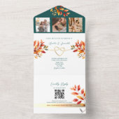 Invitation tout-en-un Mariage de automne turquoise (À l'intérieur)