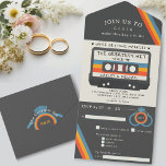 Invitation Tout En Un Mariage de bande de la cassette la plus frappée<br><div class="desc">cassette cool rétro le tout en un seul faire-part de mariage avec le texte "le plus grand succès" pour bientôt être marié couples. Customisez le texte avec les détails de votre événement mariage personnel. Idéal pour les amateurs de musique classique et ancienne. Envoyez à toute votre famille et vos amis....</div>