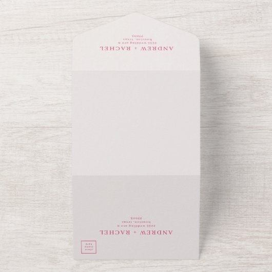 Invitation Tout En Un Mariage de blocs roses Fuchsia (Dehors)