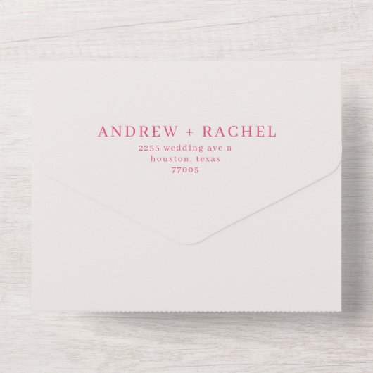 Invitation Tout En Un Mariage de blocs roses Fuchsia (Verso)