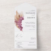 Invitation Tout En Un Mariage de Boho Floral Violet (À l'intérieur)