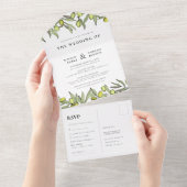 Invitation Tout En Un Mariage de branche Olive moderne (Déchirure)