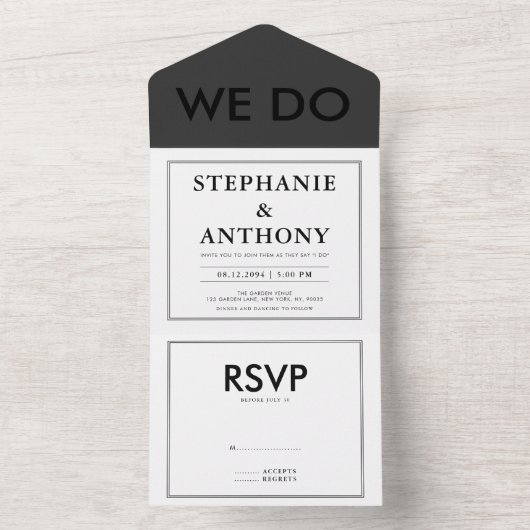 Invitation Tout En Un Mariage de BW moderne audacieux "We Do" | Nettoyer (À l'intérieur)