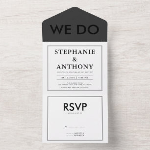Invitation Tout En Un Mariage de BW moderne audacieux "We Do"   Nettoyer