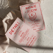 Invitation Tout en un Mariage de cadre de gâteau rouge rose m