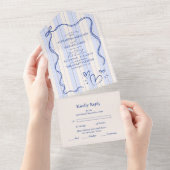 Invitation Tout En Un Mariage de cadre de gribouillis bleu (Déchirure)