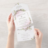 Invitation Tout En Un Mariage de cadre floral aquarelle (Déchirure)