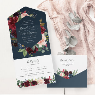 Invitation Tout En Un Mariage de cadre floral en fleurs radiées