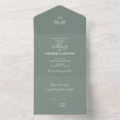Invitation Tout En Un Mariage de calligraphie à branches vertes à taille (À l'intérieur)