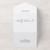 Invitation Tout En Un Mariage de calligraphie blanc de la Fuchsia Navy (Dehors)