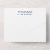 Invitation Tout En Un Mariage de calligraphie blanc de la Fuchsia Navy (Verso)