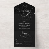 Invitation Tout En Un Mariage de calligraphie classique noir et blanc (À l'intérieur)