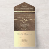 Invitation Tout En Un Mariage de calligraphie en bois rustique sur invit (À l'intérieur)