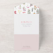 Invitation Tout En Un Mariage de calligraphie Fleur sauvage rose (Dehors)