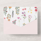 Invitation Tout En Un Mariage de calligraphie Fleur sauvage rose (Verso)