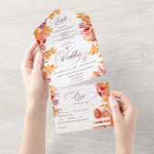 Invitation Tout En Un Mariage de calligraphie florale de tomate de terre (Déchirure)