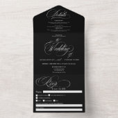 Invitation Tout En Un Mariage de calligraphie noir blanc (À l'intérieur)