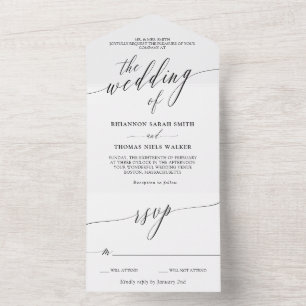 Invitation Tout En Un Mariage de calligraphie noir blanc