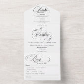 Invitation Tout En Un Mariage de calligraphie noir blanc élégant (À l'intérieur)