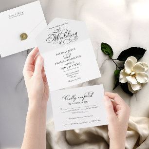 Invitation Tout En Un Mariage de calligraphie romantique moderne