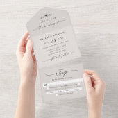 Invitation Tout En Un Mariage de calligraphie simple non blanc (Déchirure)