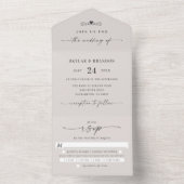 Invitation Tout En Un Mariage de calligraphie simple non blanc (À l'intérieur)
