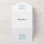 Invitation Tout En Un mariage de calligraphie turquoise bleue tachée (Dehors)