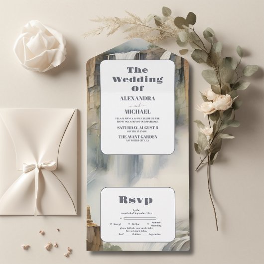 Invitation Tout En Un Mariage de cascade de Rustic Mountain