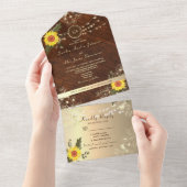 Invitation Tout En Un Mariage de chaîne de tournesol rustique (Déchirure)