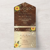 Invitation Tout En Un Mariage de chaîne de tournesol rustique (À l'intérieur)