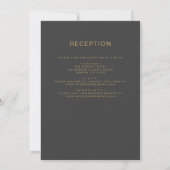 Invitation Tout en un Mariage de charbon gris or Script (Dos)