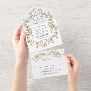 Invitation Tout En Un Mariage de charpente florale de Grace Orné Victori