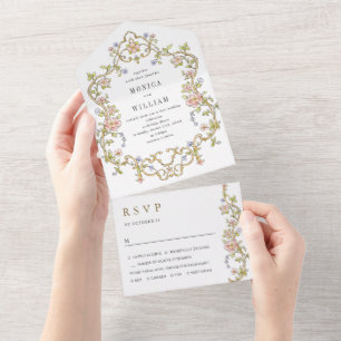 Invitation Tout En Un Mariage de charpente florale de Grace Orné Victori