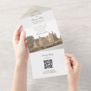 Invitation Tout En Un Mariage de Château Villa de Manoir Anglais Vintage