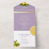 Invitation Tout En Un Mariage de citron violet Boho (À l'intérieur)
