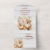 Invitation Tout En Un Mariage de citrouilles scintillantes blanches et b (À l'intérieur)