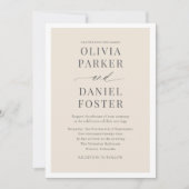 Invitation Tout en un Mariage de code QR beige neutre (Devant)