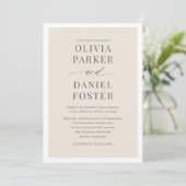 Invitation Tout en un Mariage de code QR beige neutre (Debout devant)
