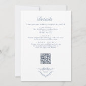 Invitation Tout en un Mariage de code QR bleu Dusty (Dos)