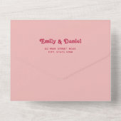 Invitation Tout En Un Mariage de code QR Chic Retro Rose & Blush (Verso)