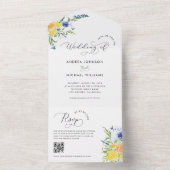 Invitation Tout En Un Mariage de code QR de Fleur sauvage de printemps b (À l'intérieur)