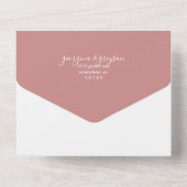 Invitation Tout En Un Mariage de code QR de photo RSVP rose foncé (Verso)