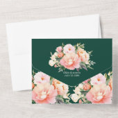 Invitation Tout En Un Mariage de code QR de pivoine d'aquarelle moderne (Verso)