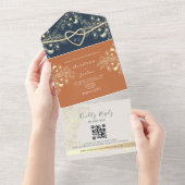 Invitation Tout En Un Mariage de code QR de Terracotta (Déchirure)