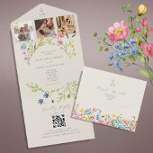 Invitation Tout En Un Mariage de code QR fleur sauvage