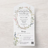 Invitation Tout En Un mariage de code qr fleur sauvage élégant (À l'intérieur)
