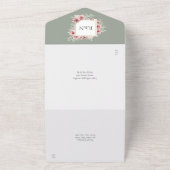 Invitation Tout En Un Mariage de code QR géométrique Sage Green Floral G (Dehors)