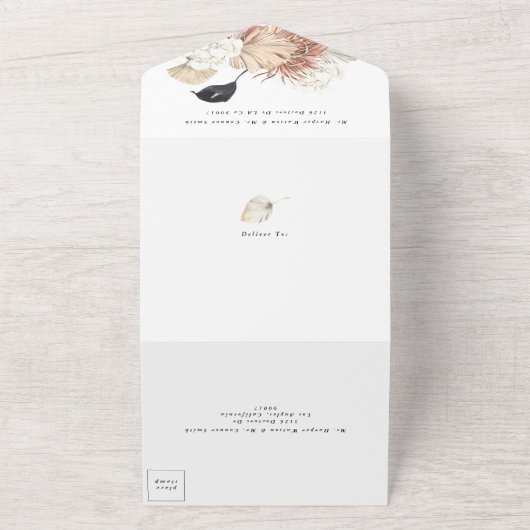 Invitation Tout En Un Mariage de CODE QR Grass Pampas Wreath Moderne (Dehors)