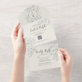 Invitation Tout En Un Mariage de code QR moderne (Déchirure)