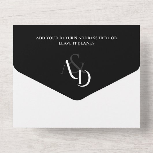 Invitation Tout En Un Mariage de code QR noir et blanc minimal (Verso)